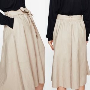 Zara Faux Leather Midi Skirt—NWT